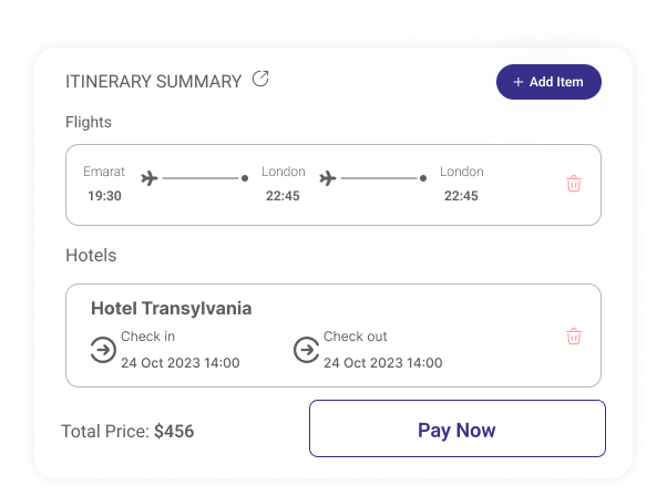 itinerary summary flight mentor